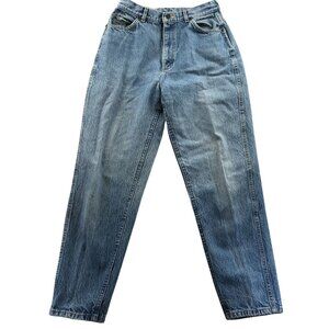 Lee Women's Jeans Size 26x27 Measured Relaxed Fit High-Waist Blue Denim Tapered